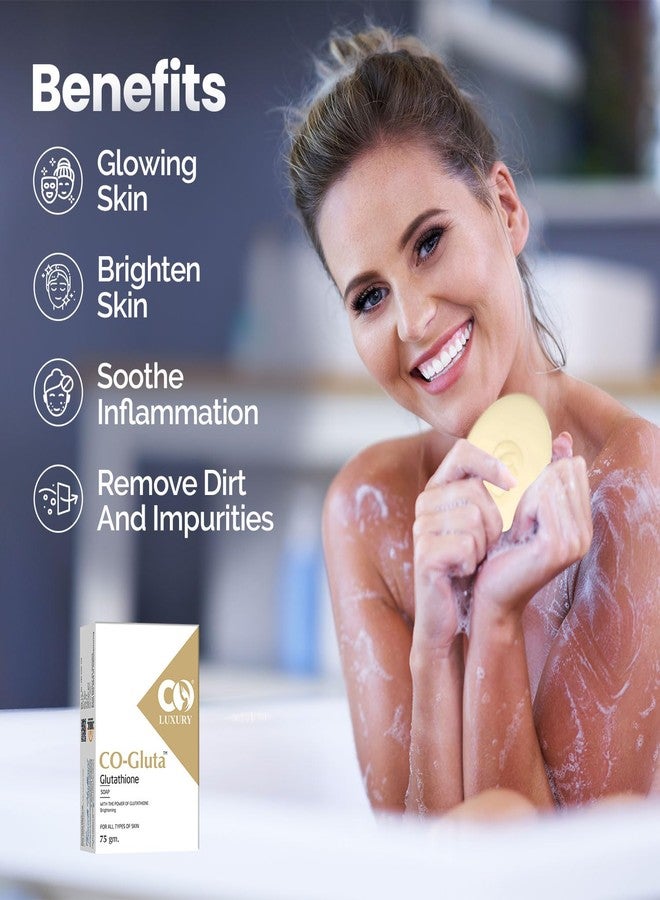 كو صابون تفتيح البشرة الفاخر CO Gluta Glutathione، 75 غرام، مناسب لجميع أنواع البشرة (عبوة من 3 قطع) - Image 5