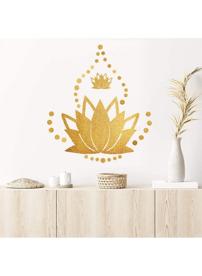 Easma Lotus Flower Wall Decal Gold Wall Stickers Modern Lotus Sticker Yoga Wall Sticker Hinduism Hindu Art Wall Sticker Vinyl Sticker Decal Removable Peel And Stick Wall Decals For Bedroom Living Room Decor  - Image 5