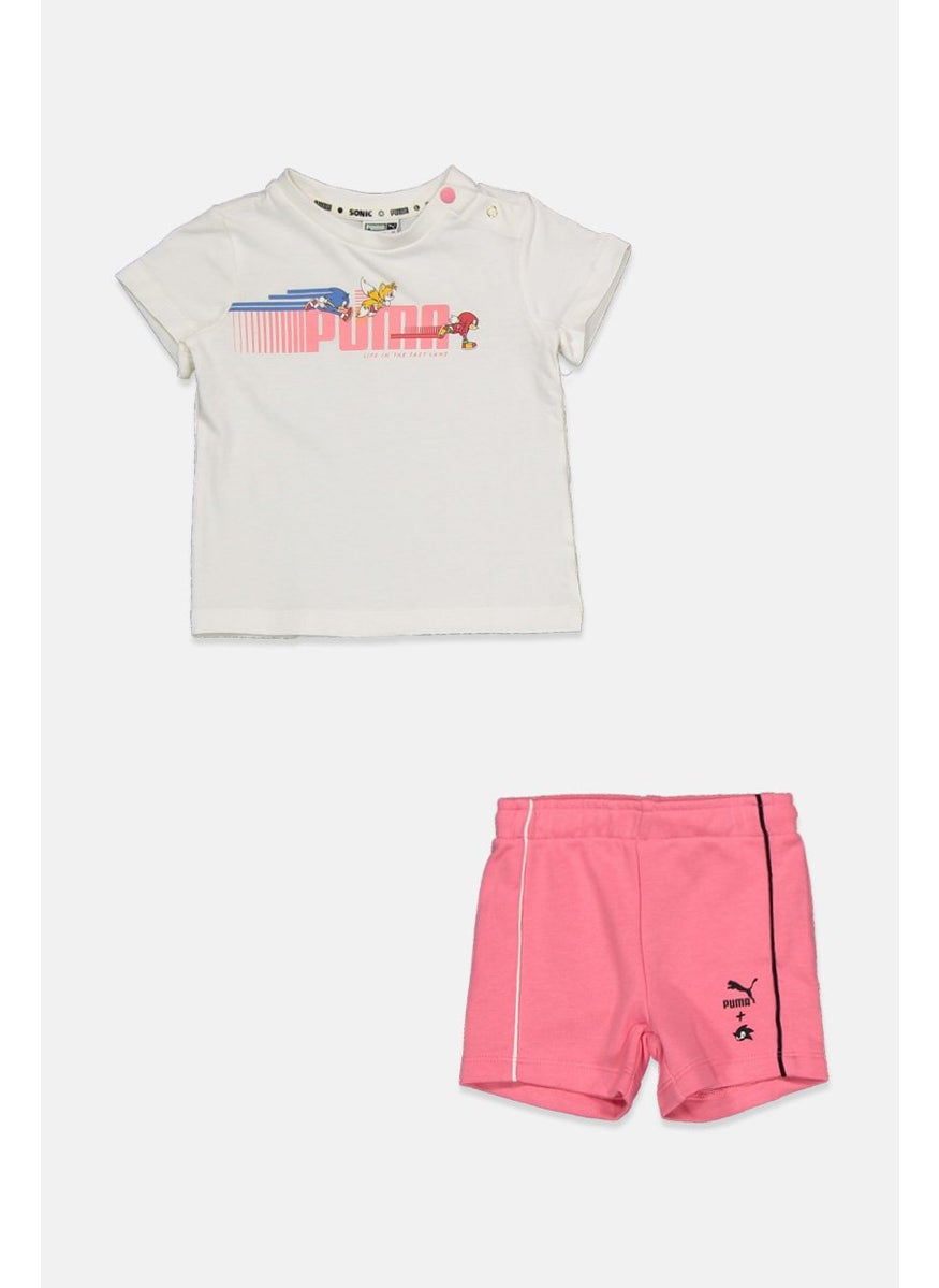PUMA Toddlers Girl 2 Piece Set Brand Logo Top With Short, Pink  - Image 1