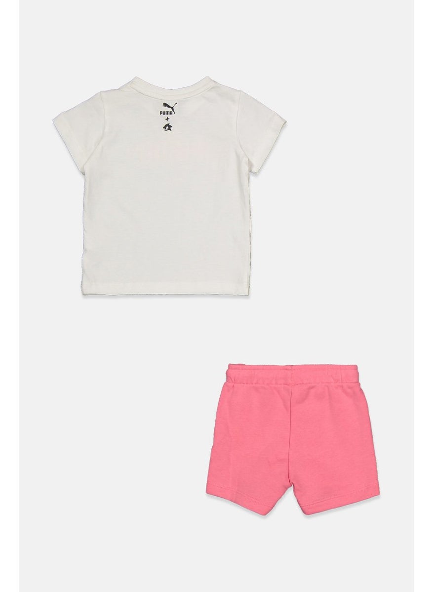 PUMA Toddlers Girl 2 Piece Set Brand Logo Top With Short, Pink  - Image 2