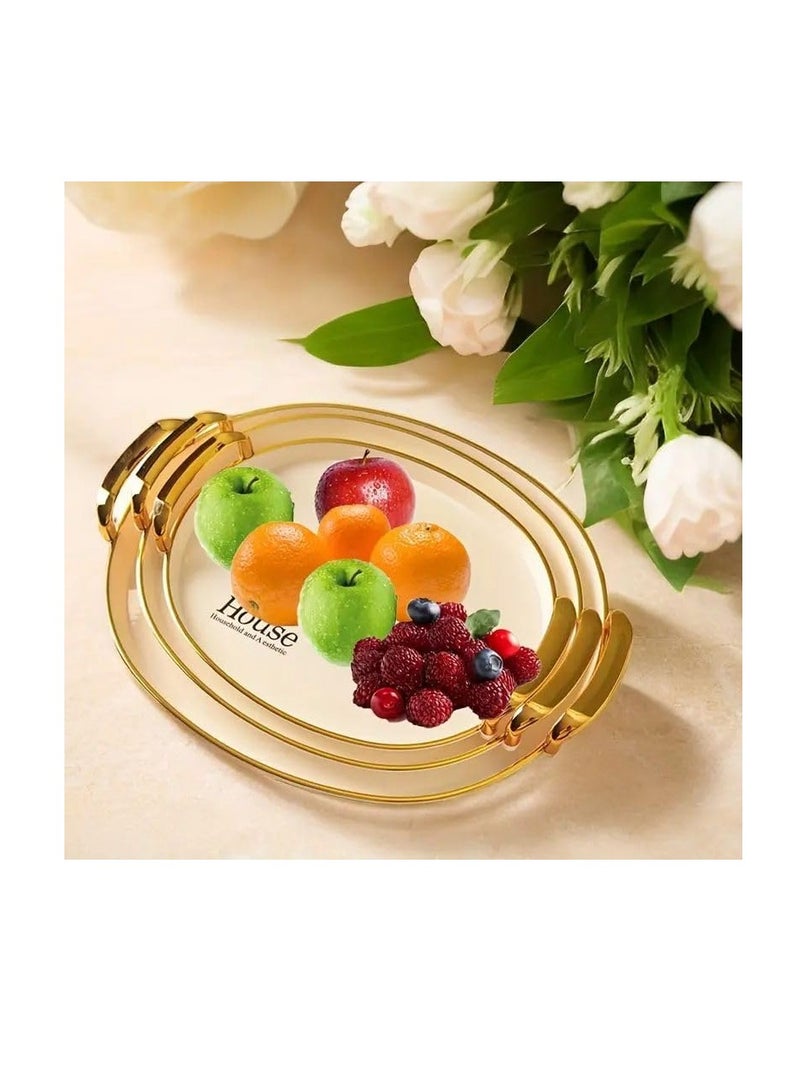 طقم صواني تقديم ميلامين 3 قطع بيضاوية - Image 1