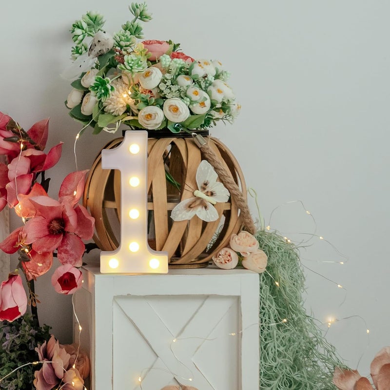 Foaky رقم مضيء مزخرف من فوكاي للزينة رقم مضيء لعلامة ضوء الليل لحفلات الزفاف أعياد الميلاد عيد الميلاد ديكور المنزل بار رقم1 - Image 3