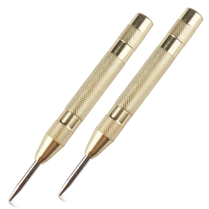 2Pcs Automatic Center Punch 5 Premium Spring Loaded Center Punch Adjustable Spring Loaded Hole Heavy Duty Steel Automatic Marker Tool for Metal Wood Glass by RNSXYAT
