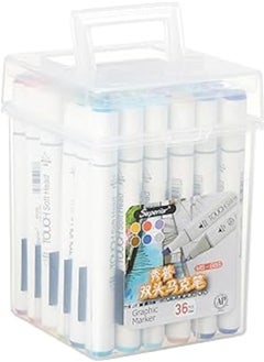 Superior 36 Superior Colors Art Markers Set Dual Heads Broad Fine Point with PP Storage Box for Children Students Professionals Artists Designers Drawing Coloring Sketching 