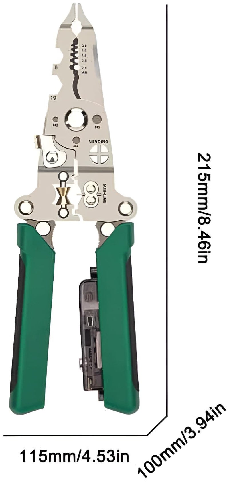 Gopendra Foldable Voltage Tester Wire Stripper Pliers Multi-Function Electrician Tool with 12-250V Detection High Carbon Steel & Rubber Grip (Green, Wire Stripper with Voltage Tester) - Image 2
