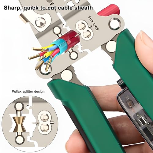 Gopendra Foldable Voltage Tester Wire Stripper Pliers Multi-Function Electrician Tool with 12-250V Detection High Carbon Steel & Rubber Grip (Green, Wire Stripper with Voltage Tester) - Image 4