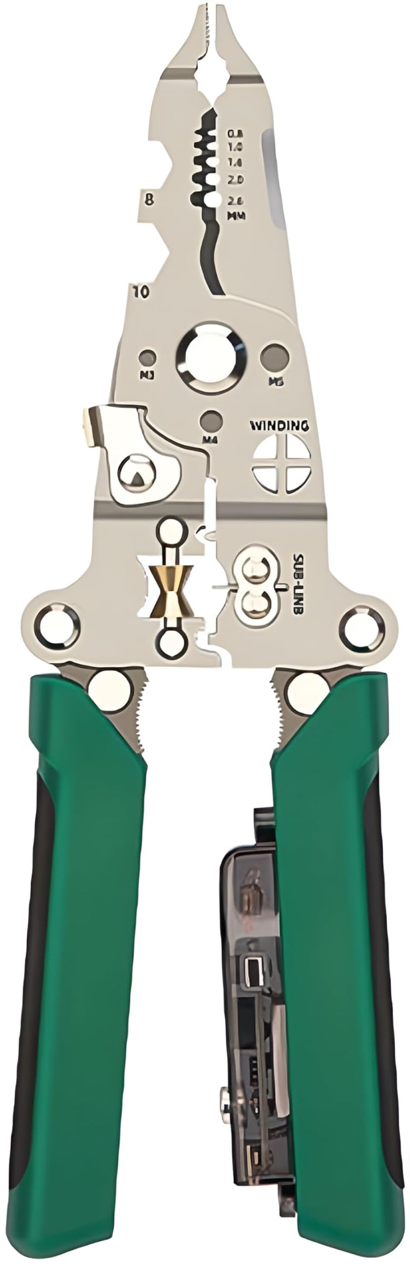 Gopendra Foldable Voltage Tester Wire Stripper Pliers Multi-Function Electrician Tool with 12-250V Detection High Carbon Steel & Rubber Grip (Green, Wire Stripper with Voltage Tester) - Image 1