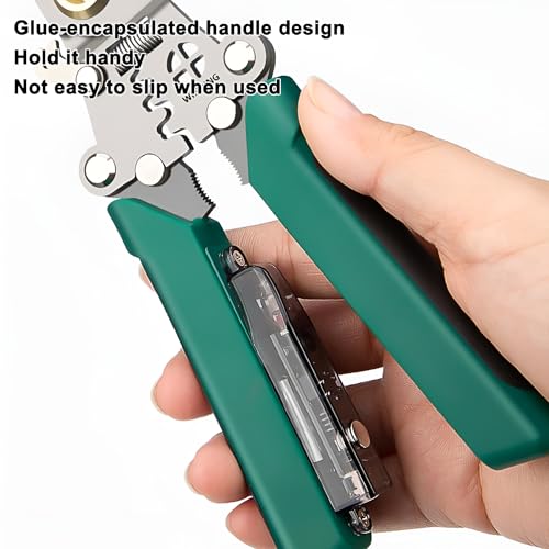Gopendra Foldable Voltage Tester Wire Stripper Pliers Multi-Function Electrician Tool with 12-250V Detection High Carbon Steel & Rubber Grip (Green, Wire Stripper with Voltage Tester) - Image 5
