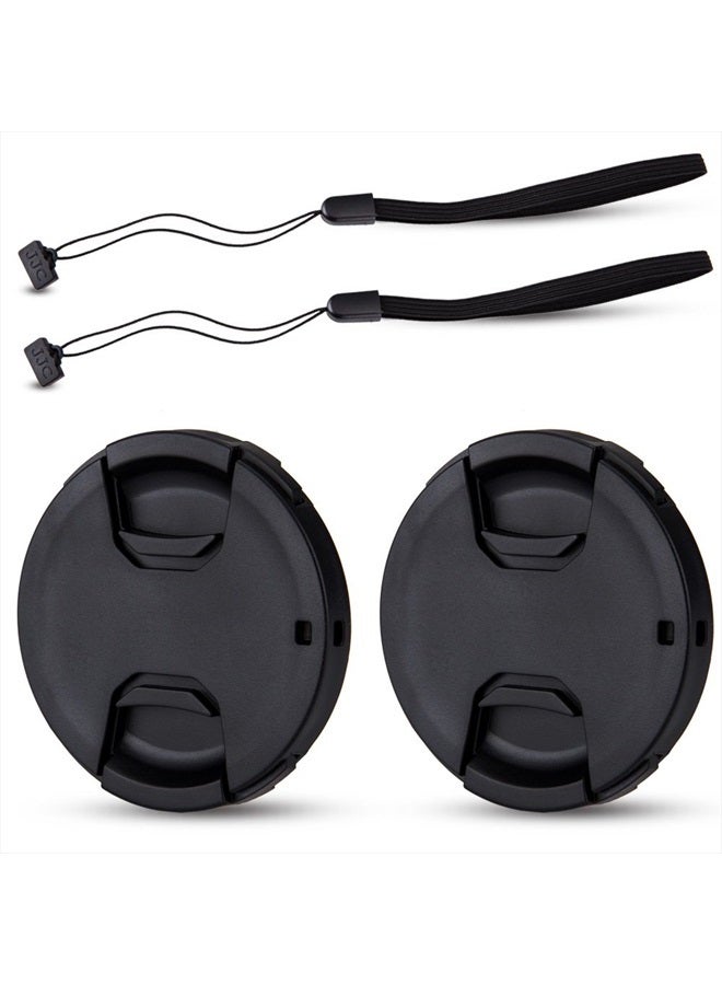 JJC 2-Pack 49mm Front Lens Cap Cover with Deluxe Cap Keeper for Canon EF 50mm f1.8, EF-M 15-45mm f3.5-6.3, Sony E 55-210mm f4.5-6.3, E 35mm f1.8, E 50mm f1.8 and Other Lenses with 49mm Filter Thread - Image 1