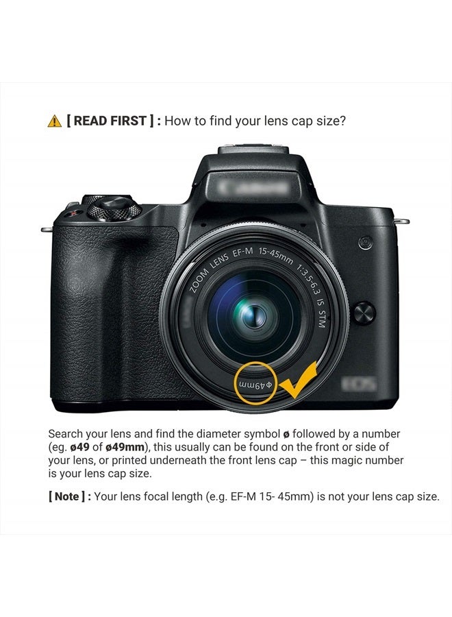 JJC 2-Pack 49mm Front Lens Cap Cover with Deluxe Cap Keeper for Canon EF 50mm f1.8, EF-M 15-45mm f3.5-6.3, Sony E 55-210mm f4.5-6.3, E 35mm f1.8, E 50mm f1.8 and Other Lenses with 49mm Filter Thread - Image 2