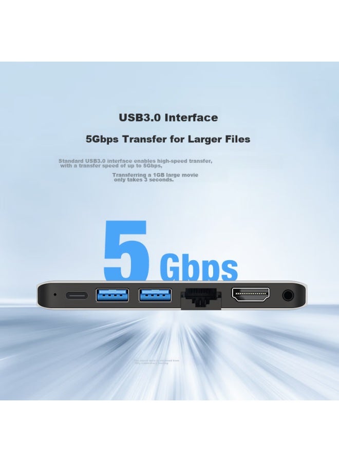 isky محطة توسيع مايكروسوفت سيرفيس برو 9/10/11، محور Usb-C، محول Usb 3.0 عالي السرعة، محول منفذ إيثرنت Rj45، واجهة صوتية، Hdmi - Image 5