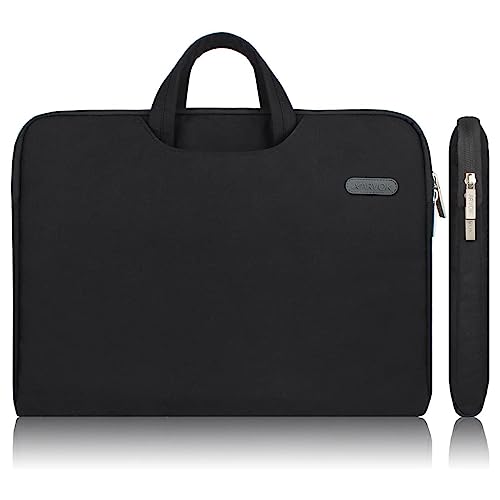 Arvok 13 13.3 14 Inch Water-Resistant Canvas Fabric Laptop Sleeve with Handle&Zipper Pocket/Notebook Computer Case/Ultrabook Carrying Bag for HP/Dell/Lenovo/A sus/Acer/Samsung, Black - Image 1