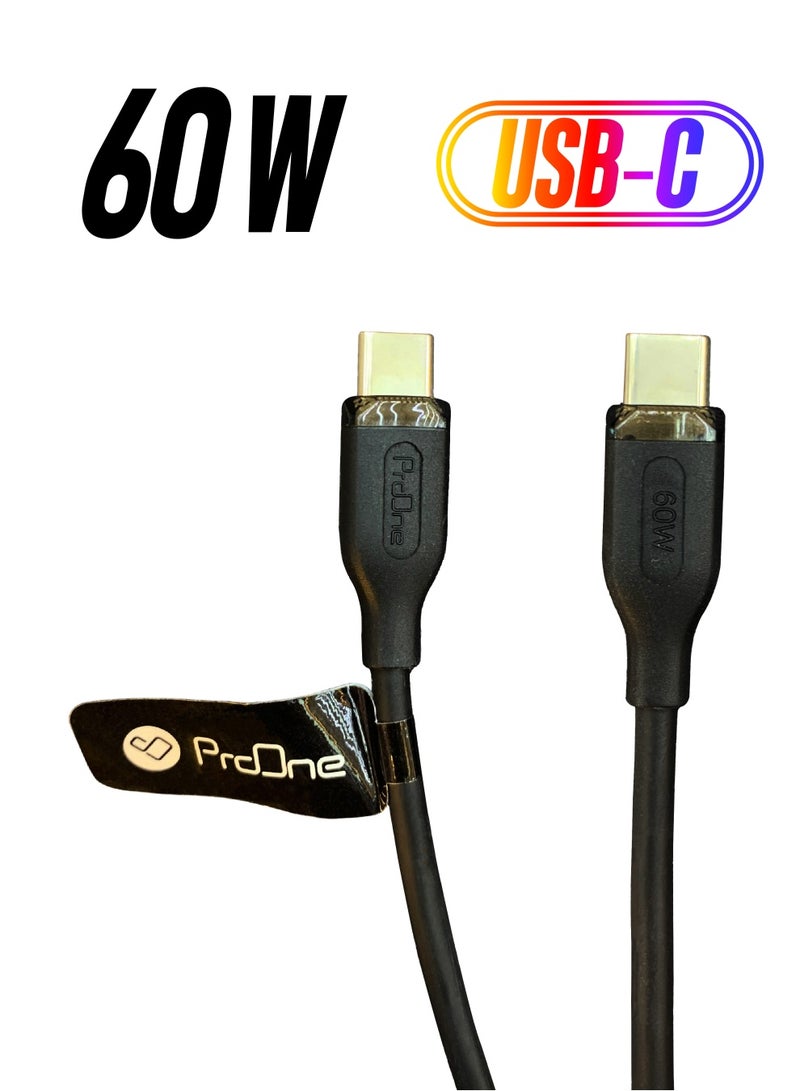 ProOne ProOne PCC121 60W Type-C to Type-C Charging and Data Cable, Fast Charging, High-Speed Data Transfer, Durable TPE Material 
