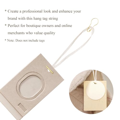 SATONBEYI 200Pcs Hang Tag String, 4.5-inch Silk and Satin Hang Tag String with Safety Pin and Barb Beige Hanging Tags Pin Loop Fastener Tag Rope Ties for Clothes Shoes Bag Luggage Price Tag, SATONBEYI - Image 4
