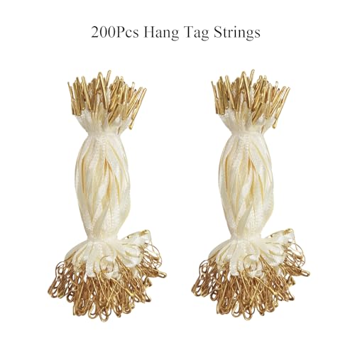 SATONBEYI 200Pcs Hang Tag String, 4.5-inch Silk and Satin Hang Tag String with Safety Pin and Barb Beige Hanging Tags Pin Loop Fastener Tag Rope Ties for Clothes Shoes Bag Luggage Price Tag, SATONBEYI - Image 2