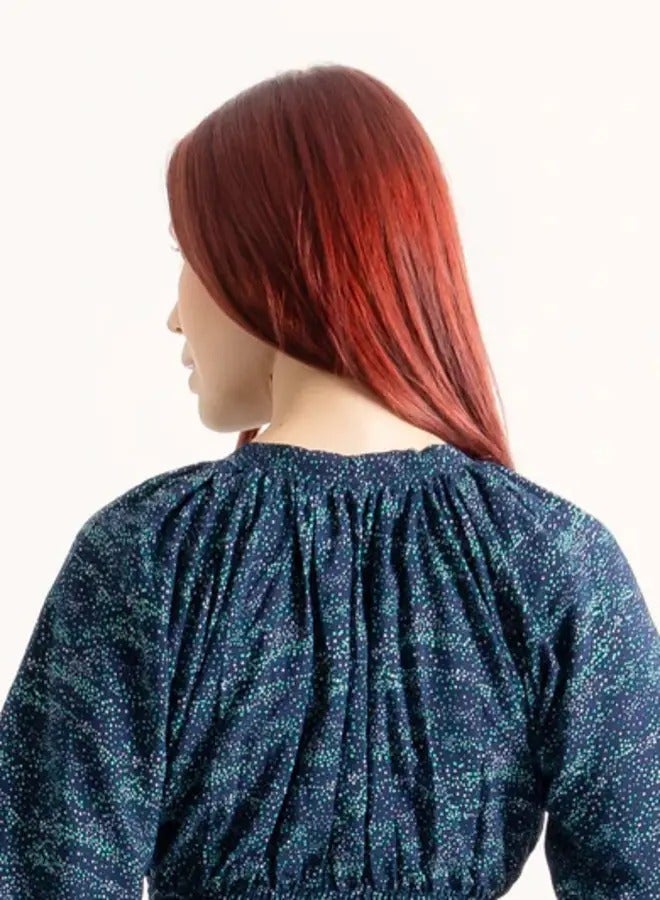 ايديال فستان ماكسي أزرق داكن بياقة مطاطية - Image 2