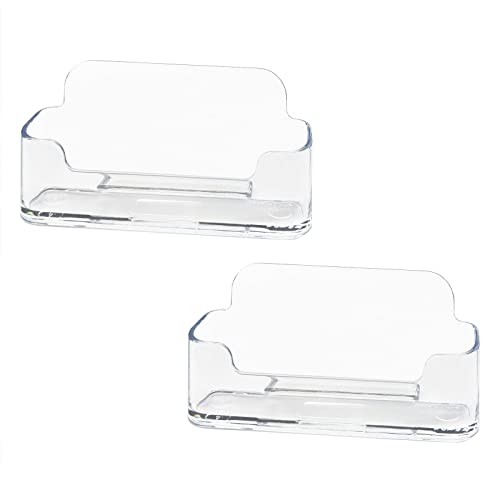 HSYMQ Acrylic Business Card Holder for Desk, Clear Plastic Business Cards Display Holders Stand, Fits 30-50 Business Cards - Image 1