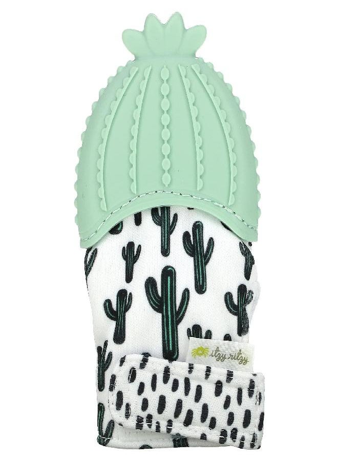 Itzy Ritzy - Itzy Ritzy Silicone Teething Mitt - Soothing Infant Teething Mitten with Adjustable Strap, Crinkle Sound and Textured Silicone to Soothe Sore and Swollen Gums, Cactus - Image 1
