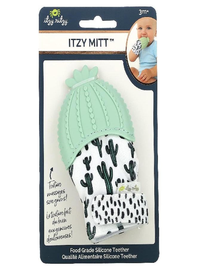 Itzy Ritzy - Itzy Ritzy Silicone Teething Mitt - Soothing Infant Teething Mitten with Adjustable Strap, Crinkle Sound and Textured Silicone to Soothe Sore and Swollen Gums, Cactus - Image 1