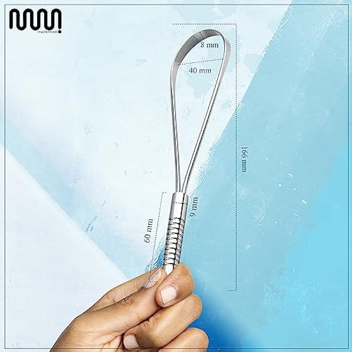 MasterMedi Tongue Scraper, Bad Breath Treatment for Adults & Kids, Medical Grade 100% Stainless Steel Tongue Scrapers for Oral Care, Easy to Use Tongue Cleaner with Ergonomic Design for Hygiene - Image 2