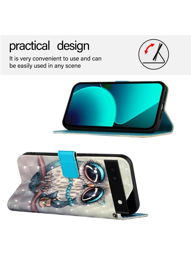 اس-توب جراب هاتف Google Pixel 6a من الجلد بتصميم ثلاثي الأبعاد مع قلاب أفقي - Image 3