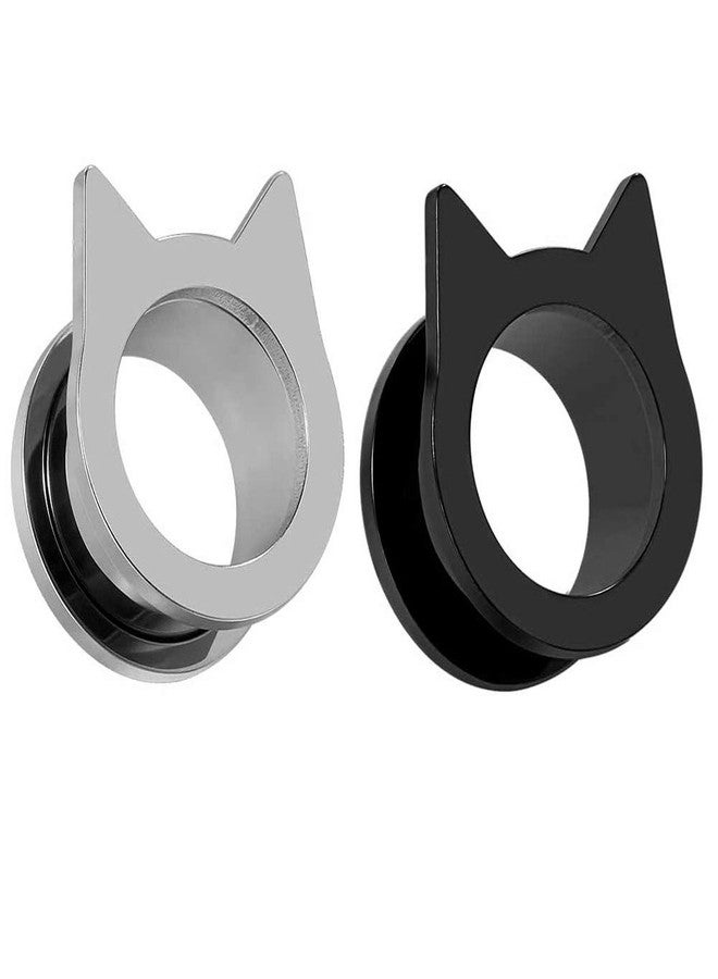 COOEAR Gauges for Ears Piercing Flesh Tunnels and Plugs Jewelry Cute Steel Cat Earrings Stretchers Size 2g(6mm) to 1 inch(25mm) - Image 1