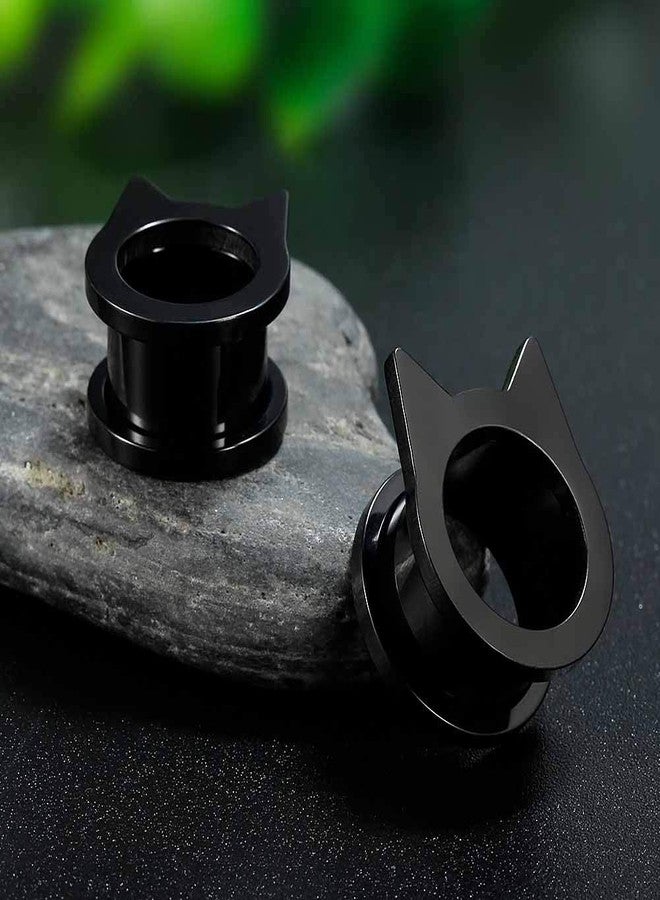 COOEAR Gauges for Ears Piercing Flesh Tunnels and Plugs Jewelry Cute Steel Cat Earrings Stretchers Size 2g(6mm) to 1 inch(25mm) - Image 3