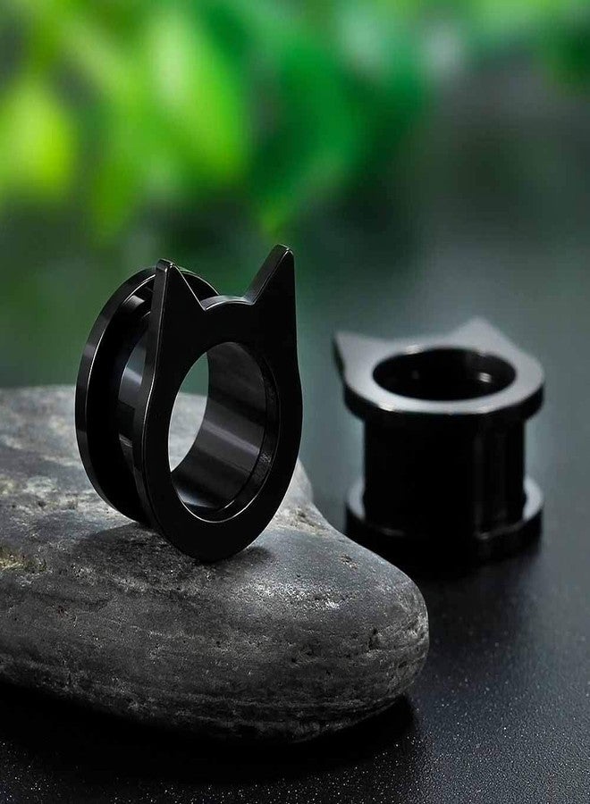 COOEAR Gauges for Ears Piercing Flesh Tunnels and Plugs Jewelry Cute Steel Cat Earrings Stretchers Size 2g(6mm) to 1 inch(25mm) - Image 2