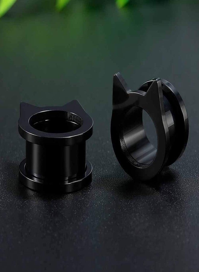 COOEAR Gauges for Ears Piercing Flesh Tunnels and Plugs Jewelry Cute Steel Cat Earrings Stretchers Size 2g(6mm) to 1 inch(25mm) - Image 4