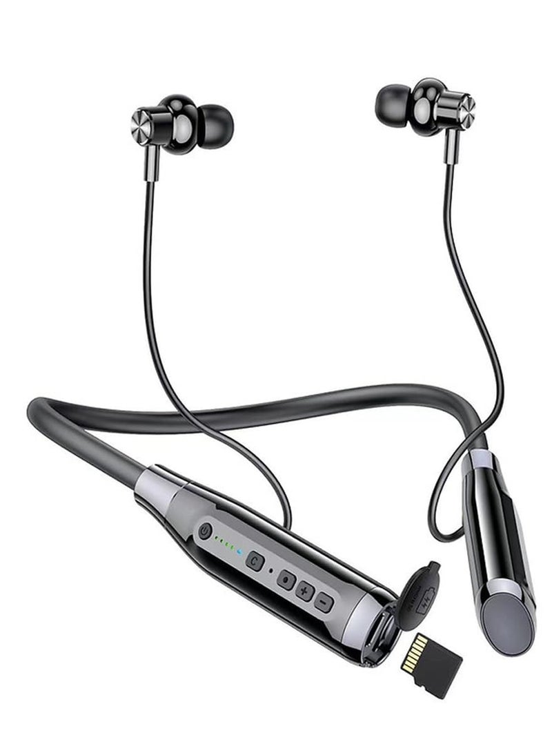 هينو تيكو حزام رقبة بلوتوث HN120 مع 120 ساعة من الموسيقى، جودة صوت عالية، ميكروفون فائق الوضوح، دعم بطاقة TF - أسود أنيق، مثالي للموسيقى والمكالمات والاستخدام طويل الأمد - Image 2