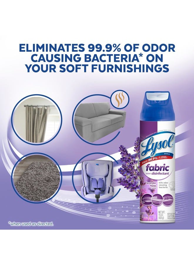 Lysol Fabric Disinfectant Spray, Sanitizing and Antibacterial Spray, For Disinfecting and Deodorizing Soft Furnishings, Lavender Fields 15 Fl. Oz (Pack of 3) - Image 4