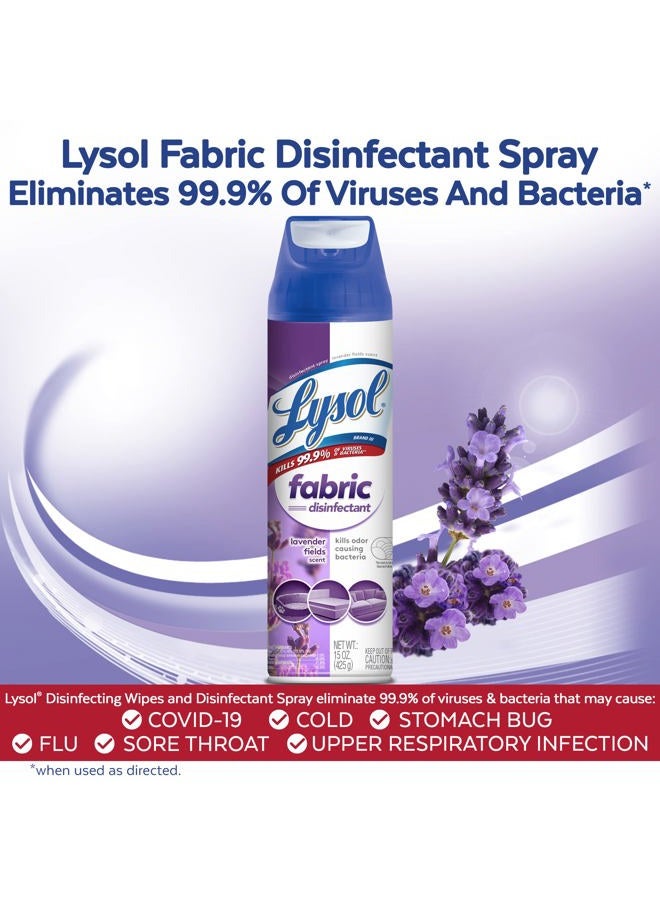 Lysol Fabric Disinfectant Spray, Sanitizing and Antibacterial Spray, For Disinfecting and Deodorizing Soft Furnishings, Lavender Fields 15 Fl. Oz (Pack of 3) - Image 2
