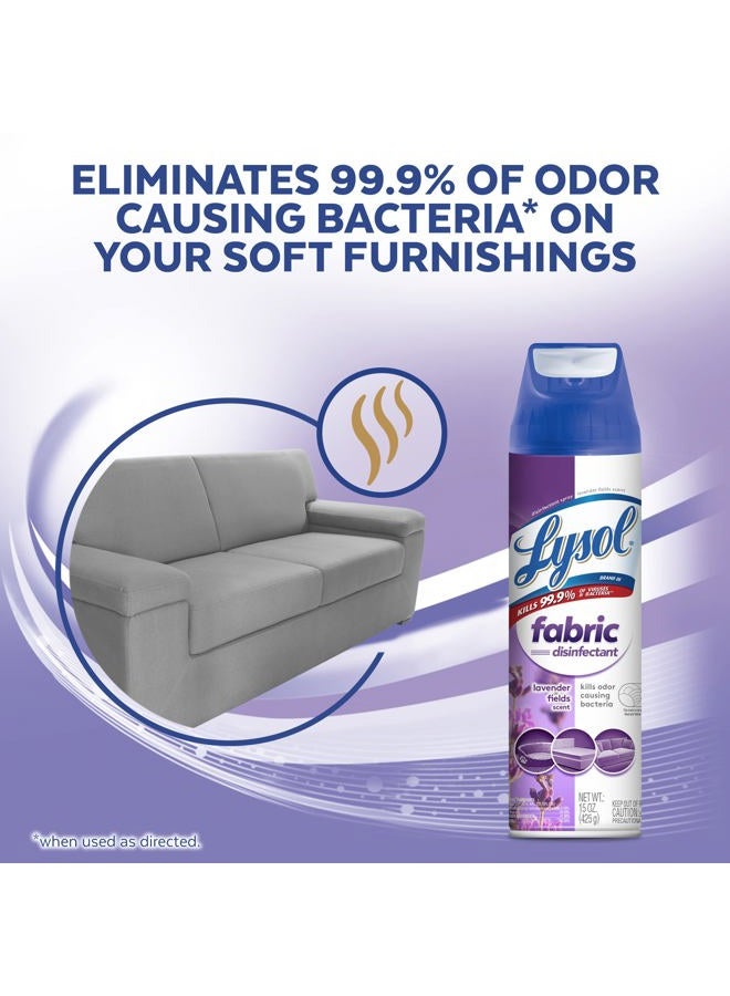 Lysol Fabric Disinfectant Spray, Sanitizing and Antibacterial Spray, For Disinfecting and Deodorizing Soft Furnishings, Lavender Fields 15 Fl. Oz (Pack of 3) - Image 3