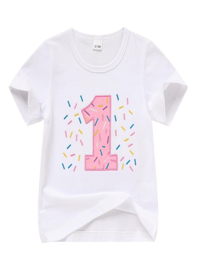 TITKKOP Baby Girl 1st Birthday Shirt,First Birthday Outfit Girl - One Year Old Short Sleeve Tee(12-18M,White 1) - Image 1