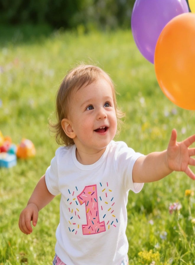 TITKKOP Baby Girl 1st Birthday Shirt,First Birthday Outfit Girl - One Year Old Short Sleeve Tee(12-18M,White 1) - Image 2