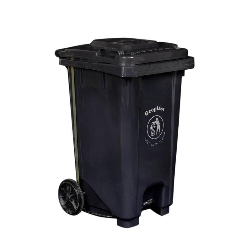 Geoplast HDPE Plastic Dustbin with Metal Pedal - 120 Liters, Black - Image 3
