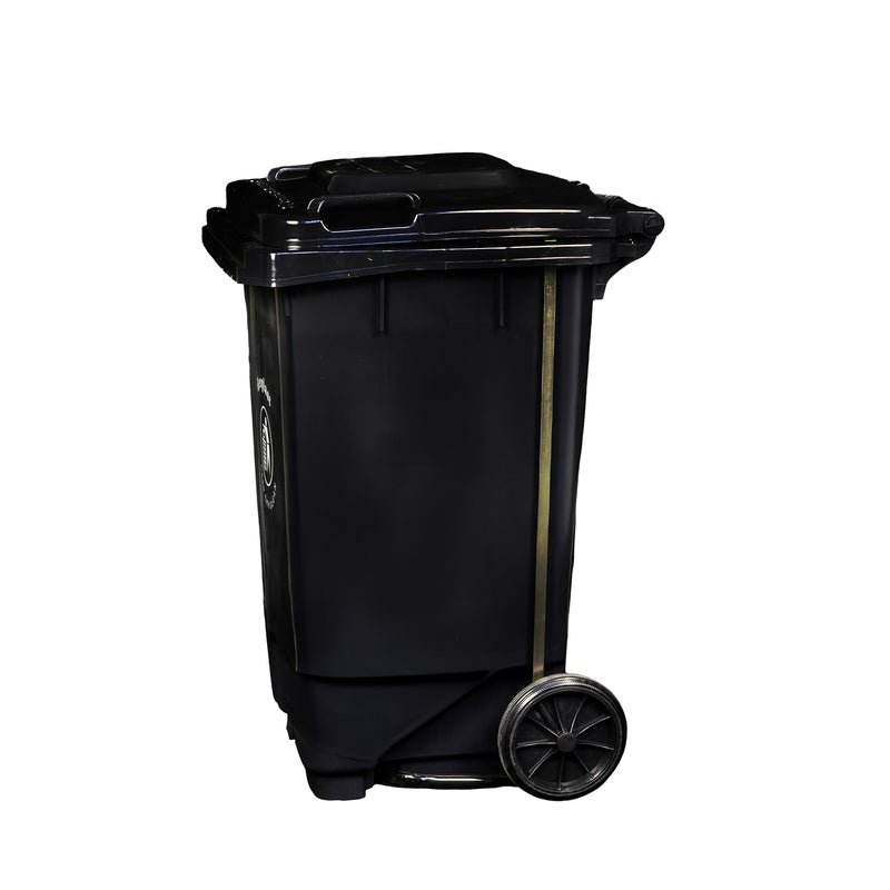 Geoplast HDPE Plastic Dustbin with Metal Pedal - 120 Liters, Black - Image 2