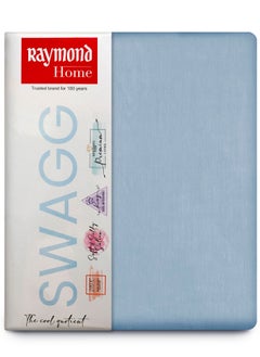 Raymond Raymond Home King Flat Sheet Bedsheet 210 Thread Count Luxurious Mercerized 100% Cotton Bedding Solid Bed Linen with 2 Pillow Case - Blue (274 * 274 CM)  - Image 3