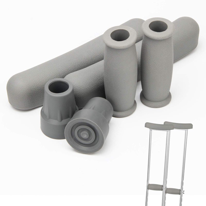 Ahier Replacement Crutch Pads AHIER Padding for Walking Arm Crutches Hand Grips and Feet Caps Fits Standard Aluminum Crutches 6 PiecesSet