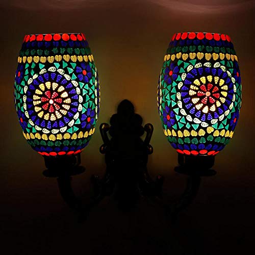 earthenmetal Handcrafted Double Dome Multicoloured Glass Wall Lamp - Image 5