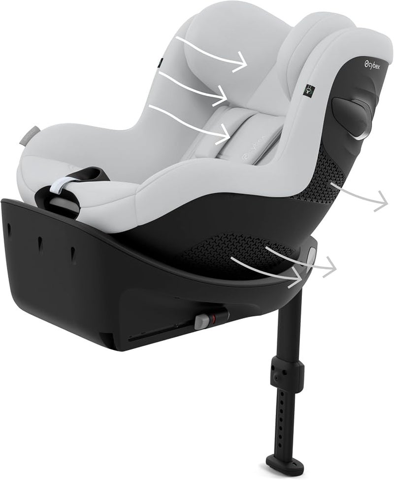 CYBEX Gold Sirona Gi i-Size Comfort child car seat incl. base, for 3 month olds to 4 years of age (with insert for newborns), max. 20 kg, 61-105 cm (use newborn insert if up to 40cm), Fog Grey - Image 3