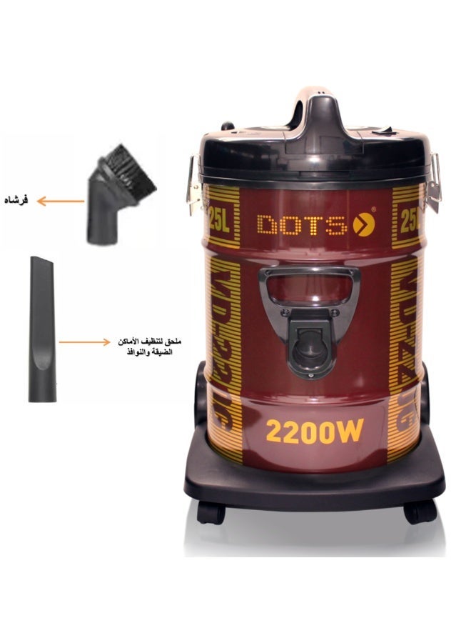 دوتس مكنسة برميل، 2200 واط، 25 لتر، أحمر - VD-220G - Image 2