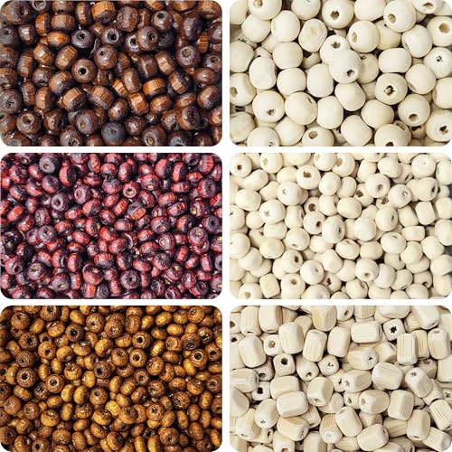 INDIKONB Wooden Beads for Craft and Jewelry Making – Traditional Natural Wood Beads Set for Bracelets, Necklaces, and DIY Craft Projects - Image 1