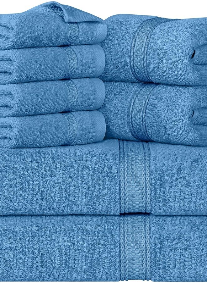 Utopia Towels 8-Piece Premium Towel Set, 2 Bath Towels, 2 Hand Towels, and 4 Wash Cloths, 600 GSM 100% Ring Spun Cotton Highly Absorbent Towels for Bathroom, Gym, Hotel, and Spa (Electric Blue) - Image 1