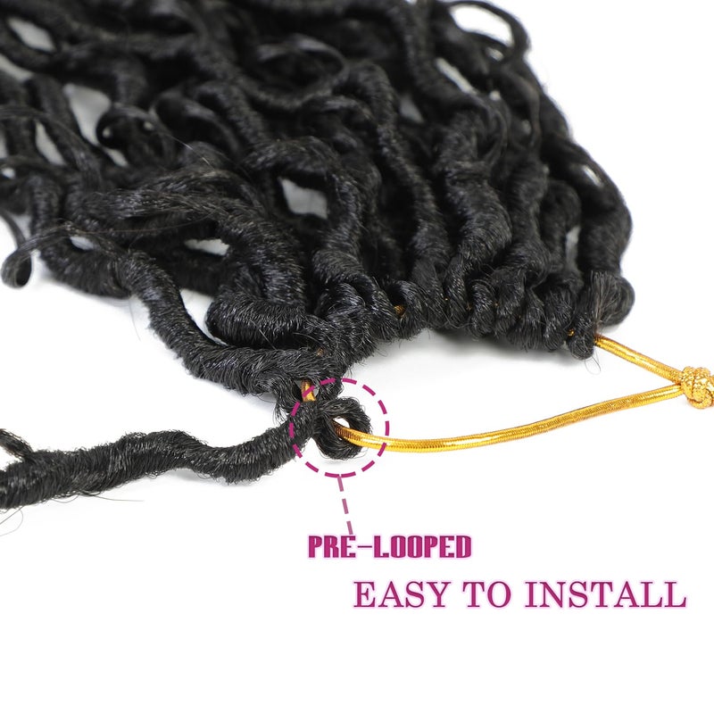 SAMBRAID 8 Packs Goddess Faux Locs Crochet Hair for Black Women,Natural Black Goddess Locs Crochet Hair, Boho Style Locs, River Hair with Curly Ends (18Inch, 1B#, 8Packs) - Image 5
