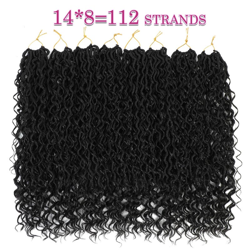 SAMBRAID 8 Packs Goddess Faux Locs Crochet Hair for Black Women,Natural Black Goddess Locs Crochet Hair, Boho Style Locs, River Hair with Curly Ends (18Inch, 1B#, 8Packs) - Image 4