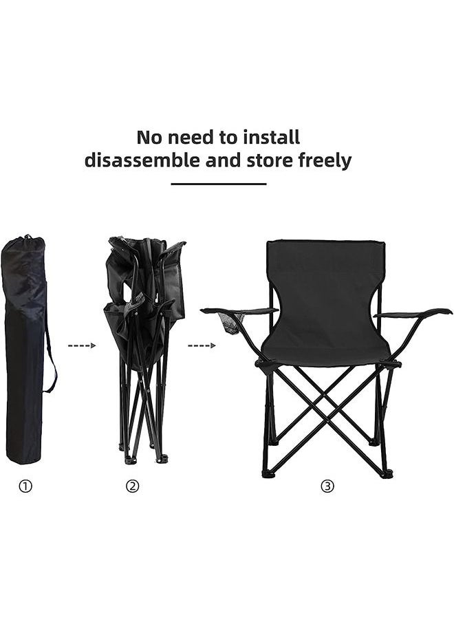 Arabest - Folding Camping Chairs Portable, Lightweight Camping Chair with Arm Cup Holder, Light Backpacking Beach Outdoor Camping Chairs for Picnic, Lawn (Black) - Image 1
