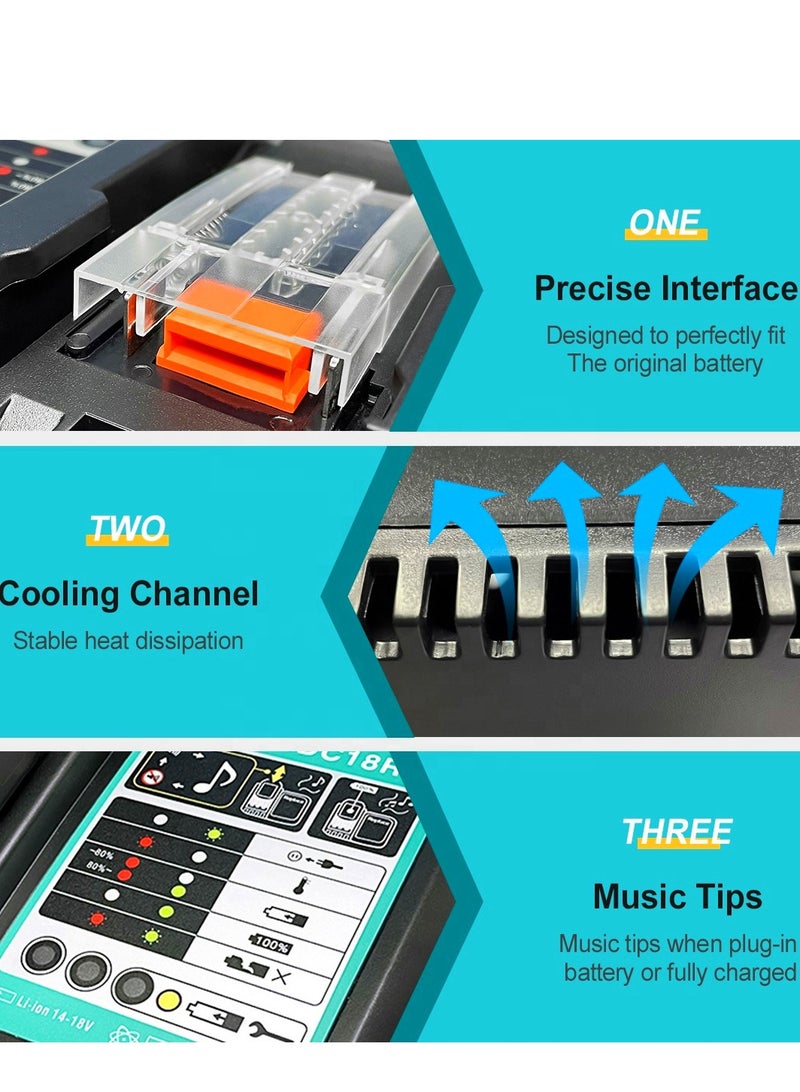 شاحن بطارية لبطارية ماكيتا 14.4 فولت 18 فولت BL1830 Bl1430 DC18RC DC18RC 3A شاحن 14.4 فولت 18 فولت Bl1830 Bl1430 الطاقة الكهربائية - Image 3