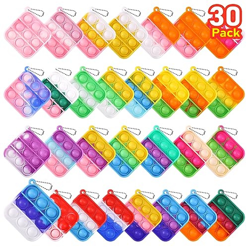 PICcircuit Kids Party Favors Fidget Toys Bulk 30 Pack Mini Pop Fidget Keychain Its Birthday Party Favors for Kids 4-8,8-12 Small Christmas Classroom Prizes It Student Gifts for Students Goodie Bag Stuffers - Image 1