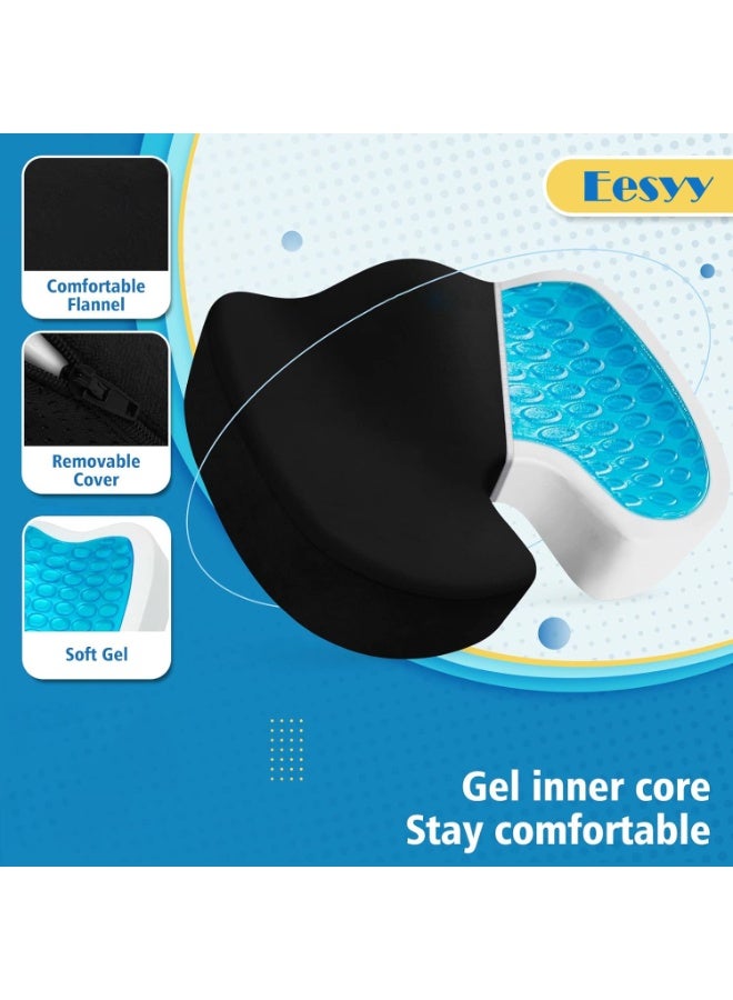 Eesyy Office Chair Seat Cushion Cooling Gel Enhanced Memory Foam Cushion for Long Sitting Back Pain Relief Tailbone Support Sciatica Healthy Posture for Office Chair Car Seat Daily Use - Image 3